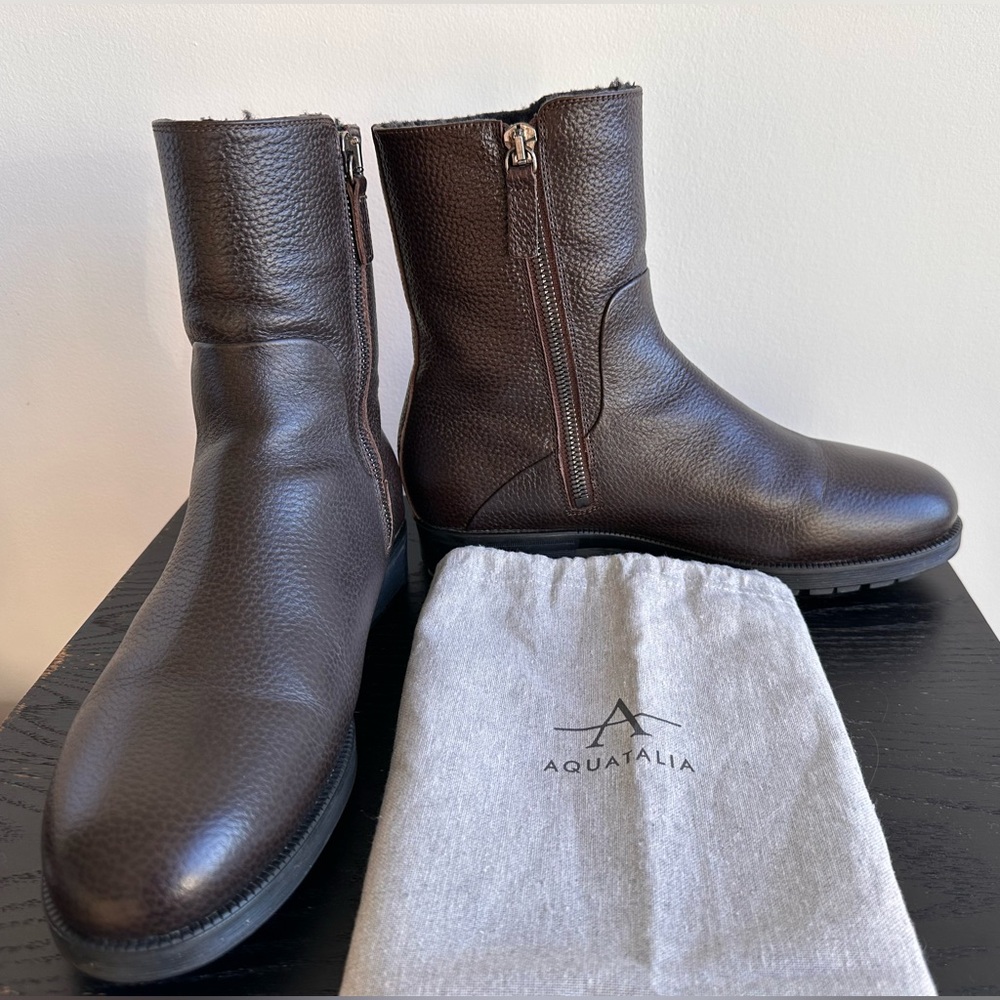 Aquatalia Men's Dark Brown Leather Boots